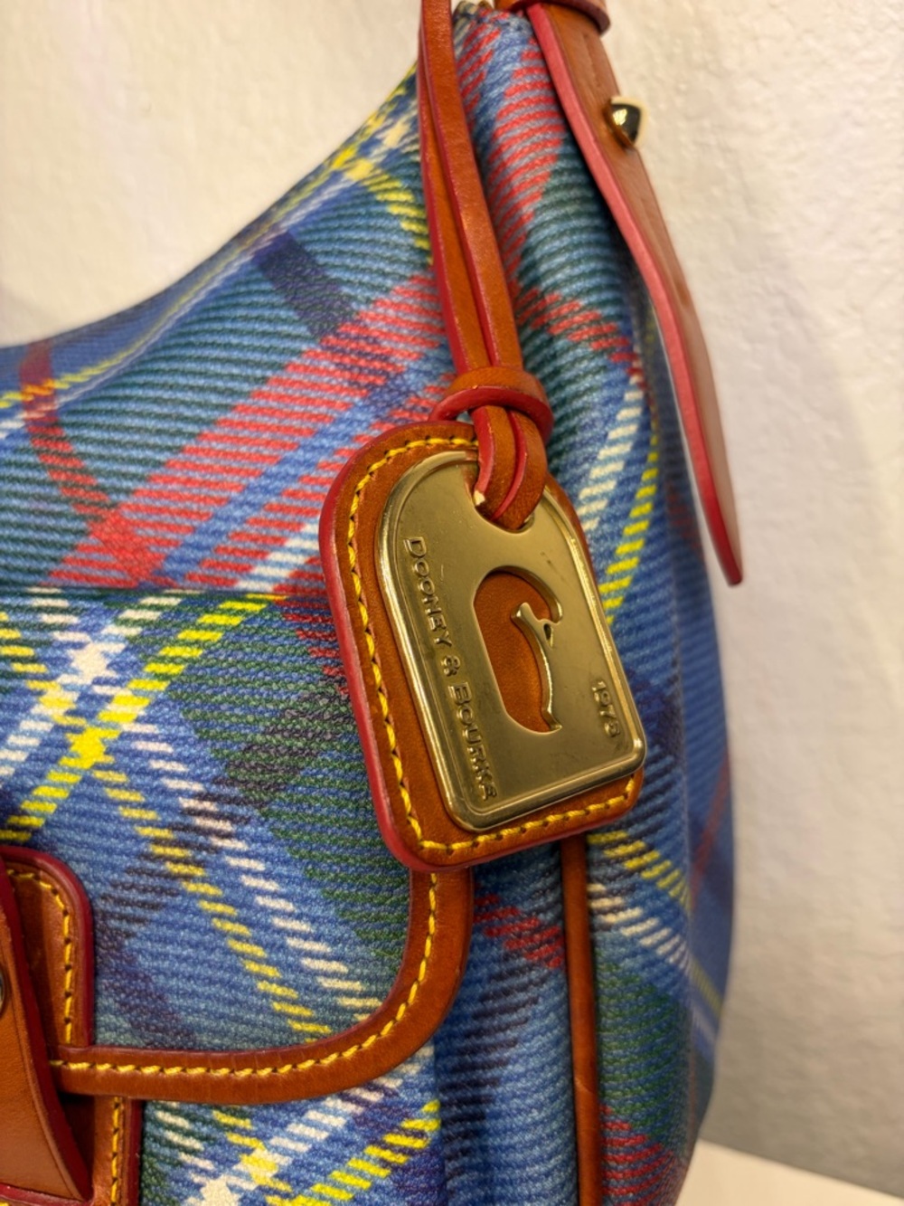 Dooney & Bourke Multicolor Plaid Shoulder Bag with Tan Trim - Picture 3 of 10